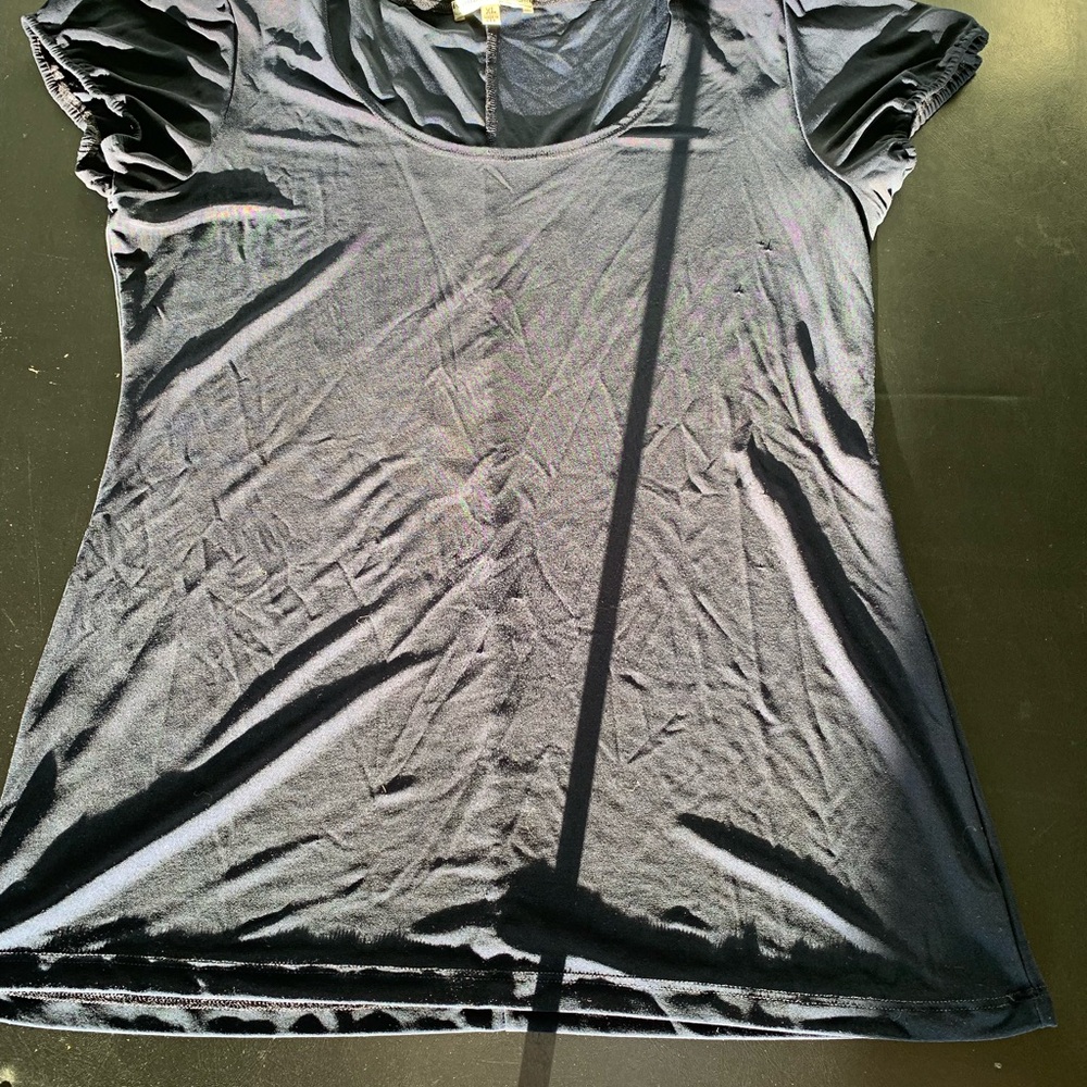 Vintage Suzie Dark Blue Short-Sleeve Top – Size XL (Made in USA)